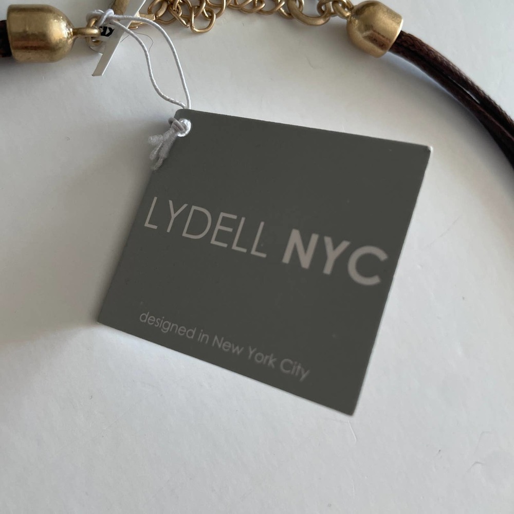 Lydell NYC Women's Brown Leather Necklace - Gold & Abalone Pendant - Picture 5 of 9